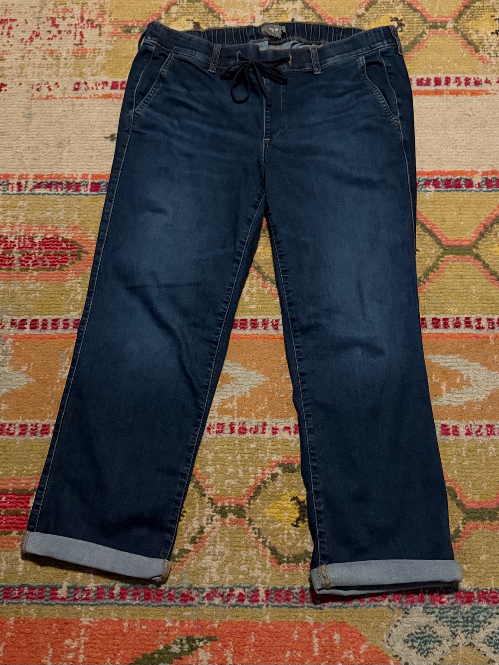 Torrid Size 1 Women’s Dark Blue Drawstring Waist, Ankle length cropped Jeans
